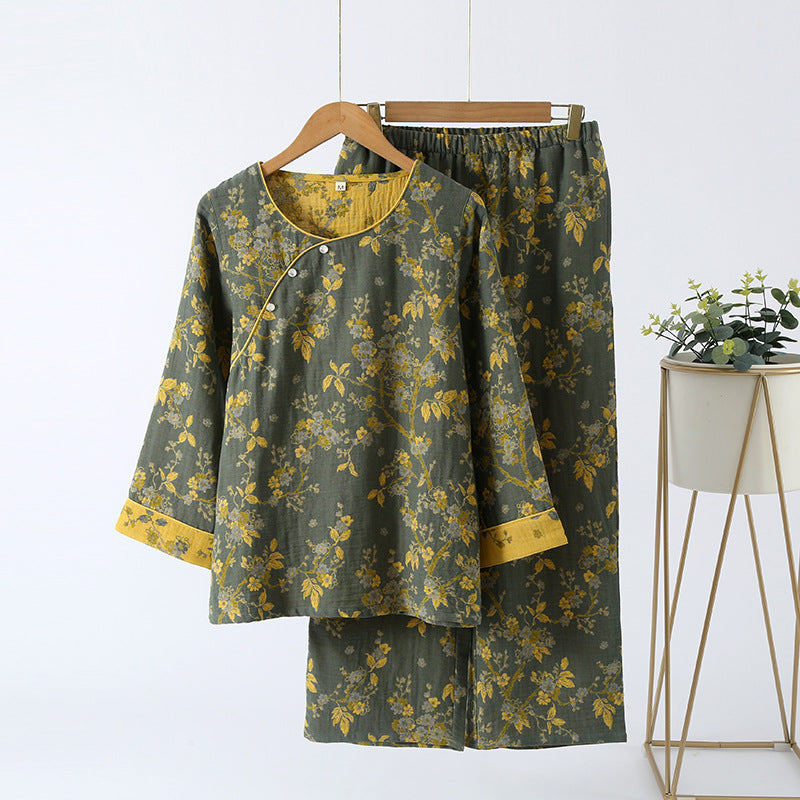 Ensemble de vêtements d'intérieur vintage en jacquard de pur coton