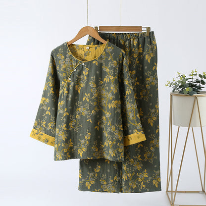 Ensemble de vêtements d'intérieur vintage en jacquard de pur coton
