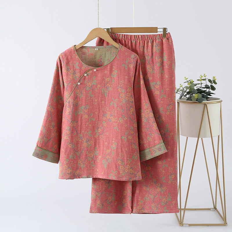 Ensemble de vêtements d'intérieur vintage en jacquard de pur coton
