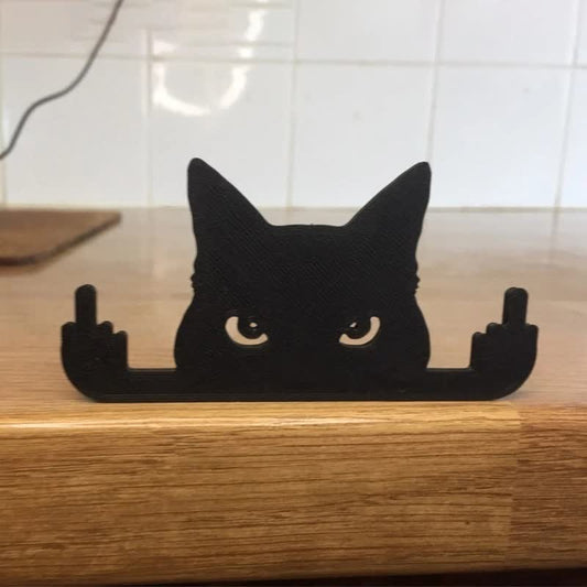 Chat noir drôle, ornement décoratif créatif