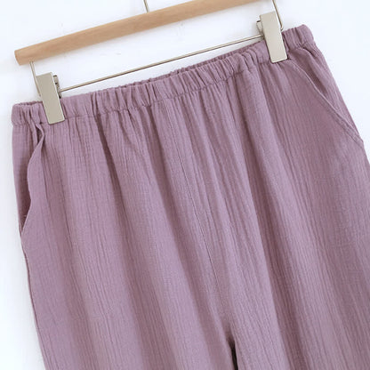 Ensemble pyjama en gaze de coton double épaisseur avec revers