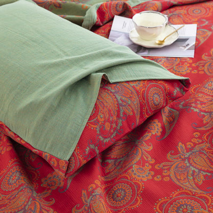 Couette confortable en gaze de coton au style jacquard rétro