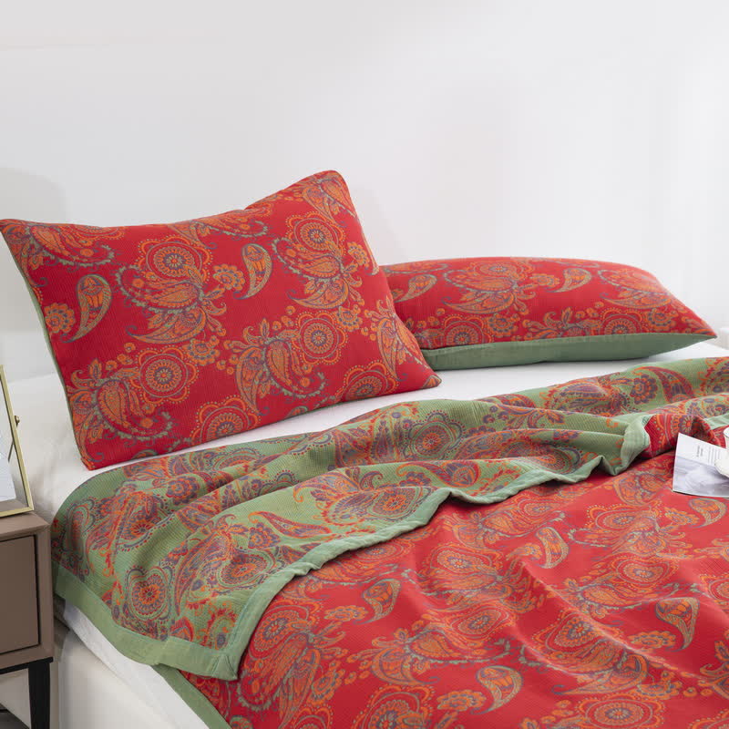 Couette confortable en gaze de coton au style jacquard rétro