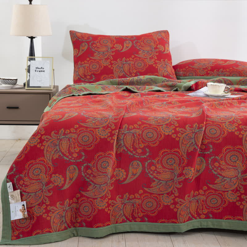 Couette confortable en gaze de coton au style jacquard rétro