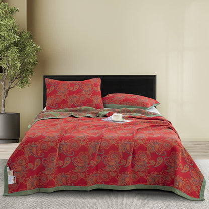 Couette confortable en gaze de coton au style jacquard rétro