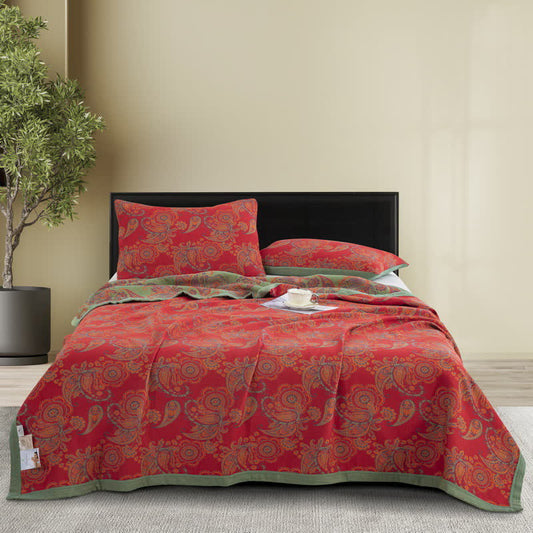 Couette confortable en gaze de coton au style jacquard rétro