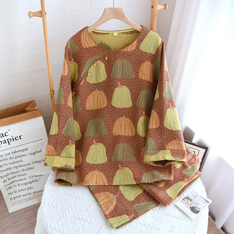 Ensemble pyjama citrouille pastorale en pur coton