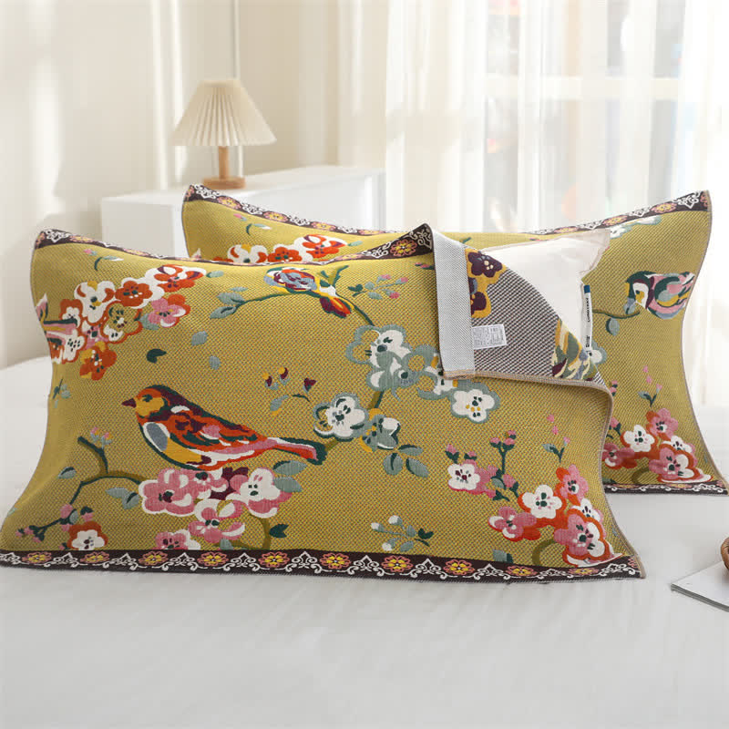 Serviette d'oreiller en gaze de coton de style pastoral (2 pièces)