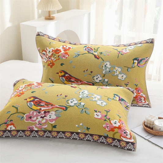 Serviette d'oreiller en gaze de coton de style pastoral (2 pièces)