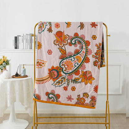 Serviette en gaze de coton respirante et absorbante à motif floral