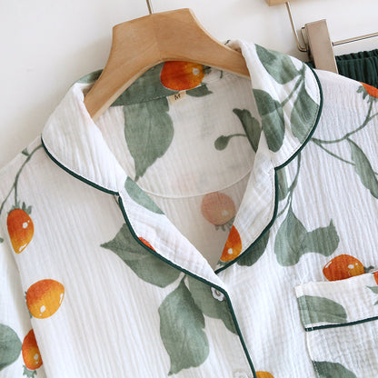 Ensemble de vêtements d'intérieur à manches courtes en pur coton avec imprimé floral