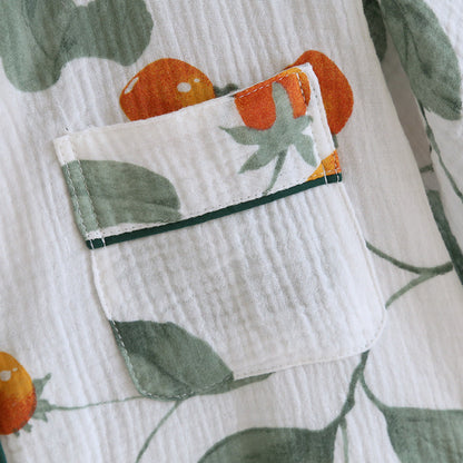 Ensemble de vêtements d'intérieur à manches courtes en pur coton avec imprimé floral