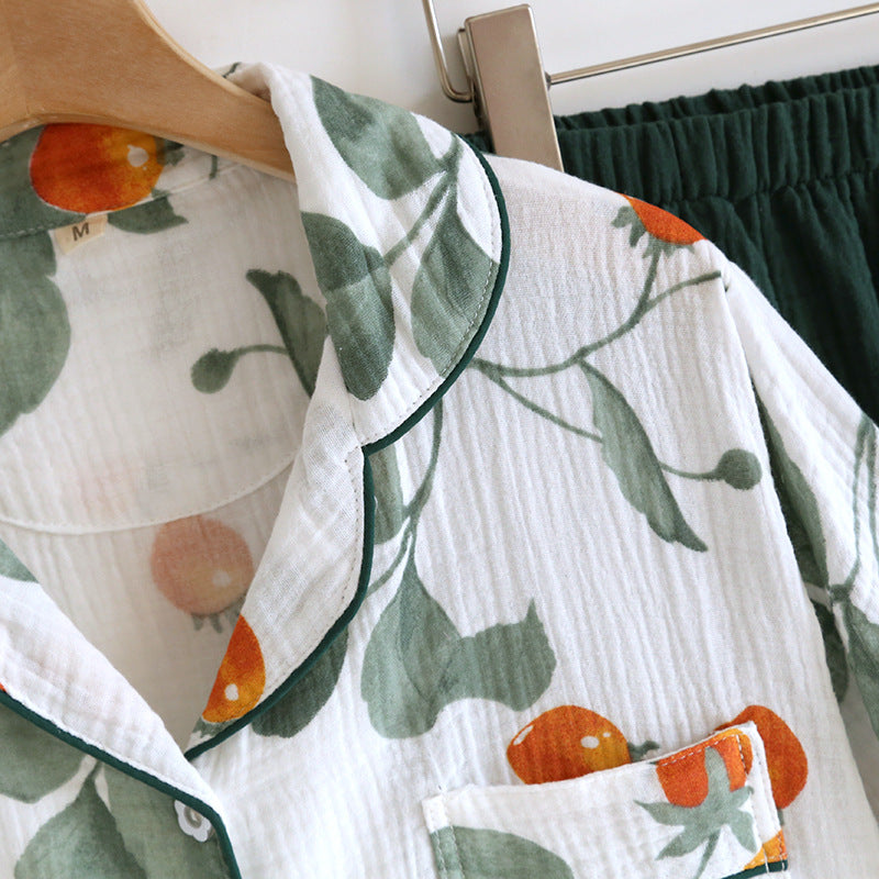 Ensemble de vêtements d'intérieur à manches courtes en pur coton avec imprimé floral