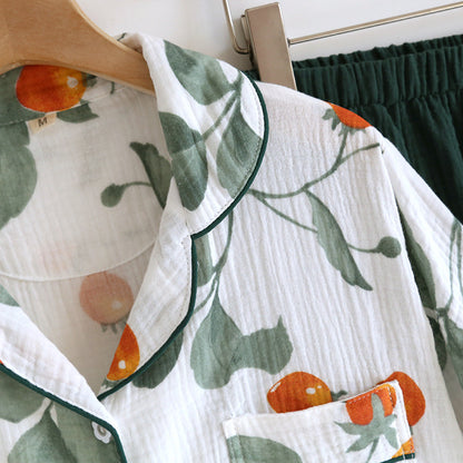 Ensemble de vêtements d'intérieur à manches courtes en pur coton avec imprimé floral