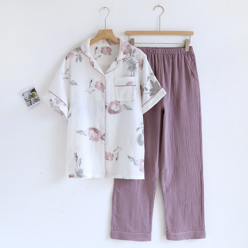 Ensemble de vêtements d'intérieur d'été à manches courtes Rose