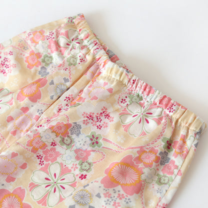 Ensemble de vêtements d'intérieur en gaze de coton avec kimono et imprimé floral