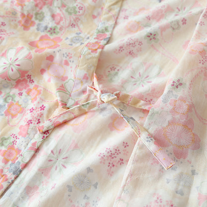 Ensemble de vêtements d'intérieur en gaze de coton avec kimono et imprimé floral