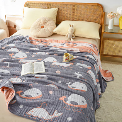 Couette jacquard en gaze de coton à motif baleine