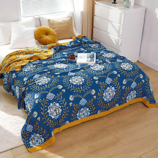 Couette double face en coton à fleurs blanches