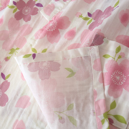 Ensemble pyjama en gaze de coton à motif fleurs de cerisier