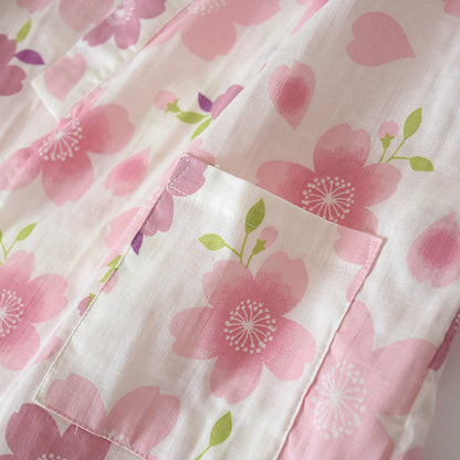 Ensemble pyjama en gaze de coton à motif fleurs de cerisier