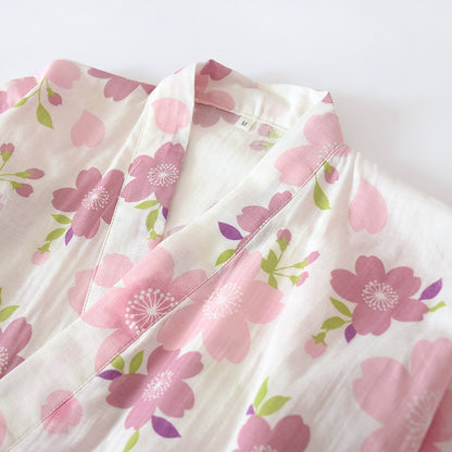 Ensemble pyjama en gaze de coton à motif fleurs de cerisier