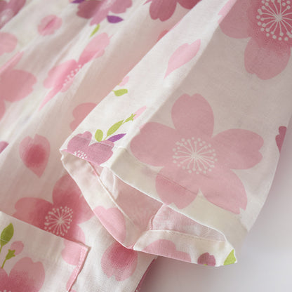 Ensemble pyjama en gaze de coton à motif fleurs de cerisier