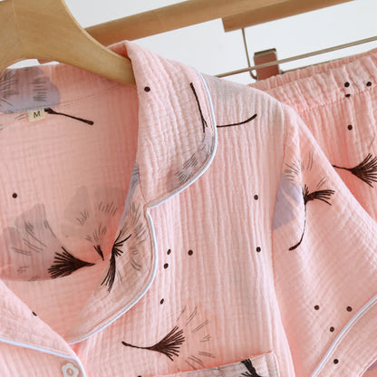 Ensemble pyjama en gaze de coton avec feuilles de ginkgo (3 pièces)