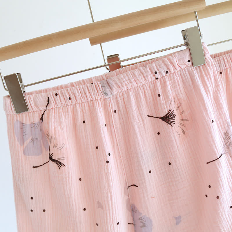 Ensemble pyjama en gaze de coton avec feuilles de ginkgo (3 pièces)
