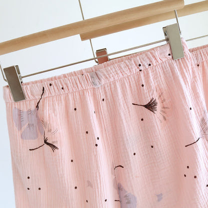 Ensemble pyjama en gaze de coton avec feuilles de ginkgo (3 pièces)