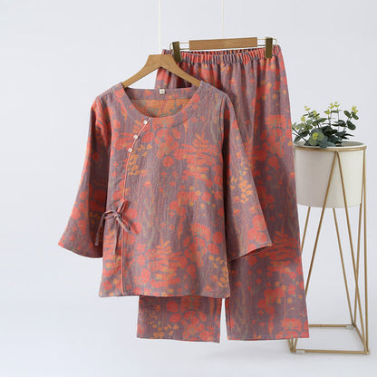 Ensemble de vêtements d'intérieur rétro vintage en gaze de coton
