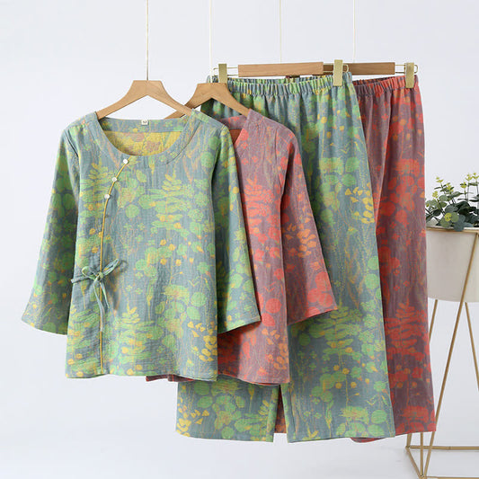 Ensemble de vêtements d'intérieur rétro vintage en gaze de coton