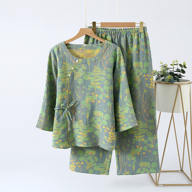 Ensemble de vêtements d'intérieur rétro vintage en gaze de coton