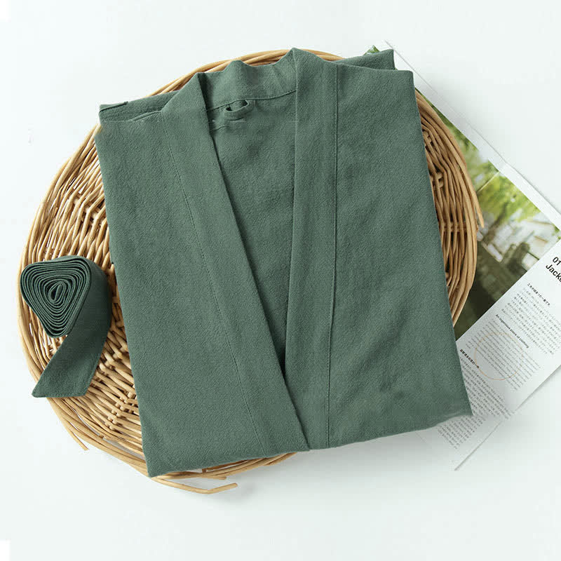Peignoir doux à col en V avec poches Ownkoti