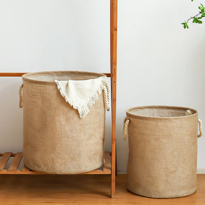 Panier à linge pliable et imperméable en coton et lin