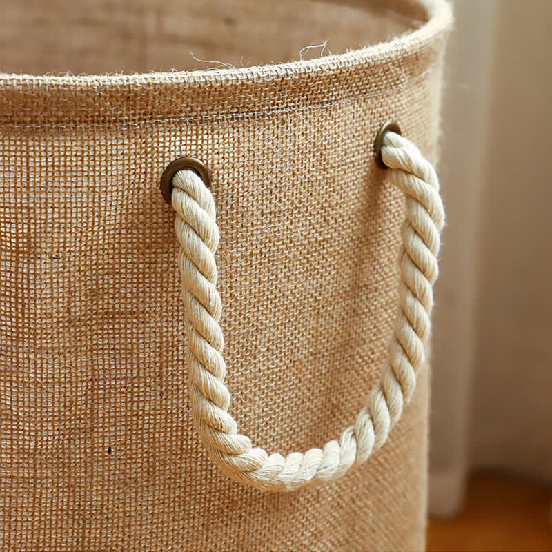 Panier à linge pliable et imperméable en coton et lin