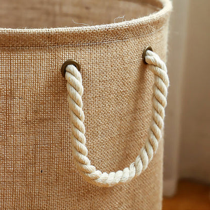 Panier à linge pliable et imperméable en coton et lin