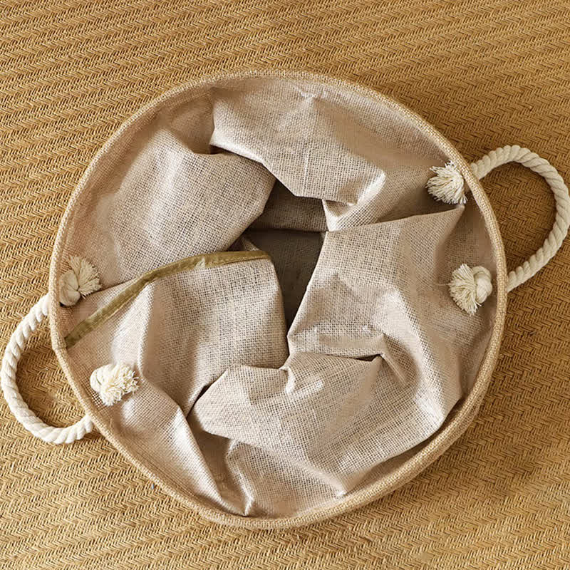 Panier à linge pliable et imperméable en coton et lin