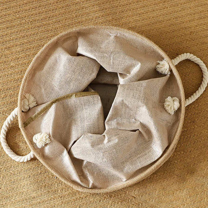 Panier à linge pliable et imperméable en coton et lin