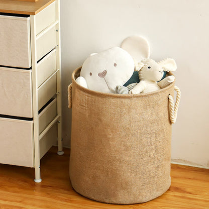 Panier à linge pliable et imperméable en coton et lin