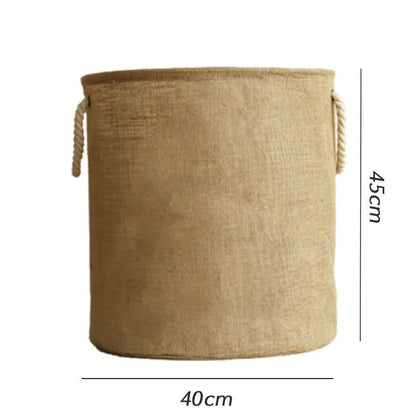 Panier à linge pliable et imperméable en coton et lin