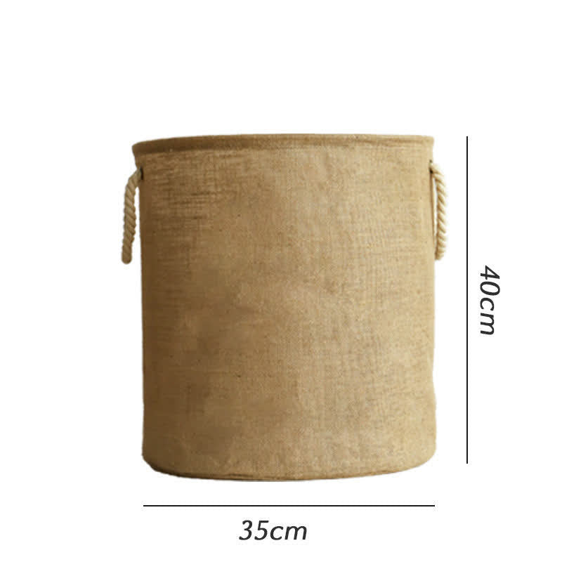 Panier à linge pliable et imperméable en coton et lin