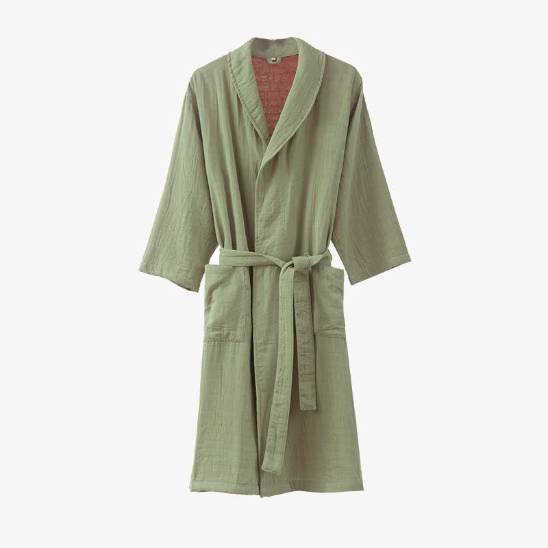 Pyjama peignoir en gaze double épaisseur teinte en fil