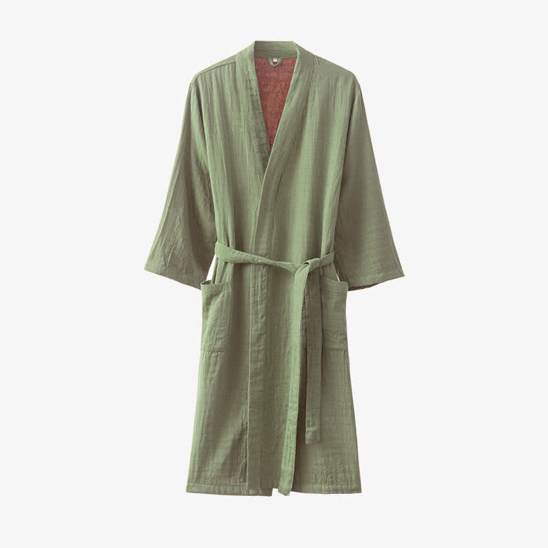 Pyjama peignoir en gaze double épaisseur teinte en fil