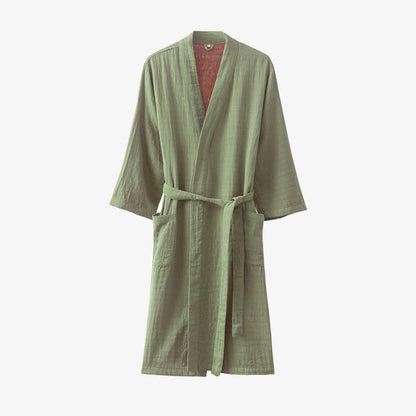 Pyjama peignoir en gaze double épaisseur teinte en fil