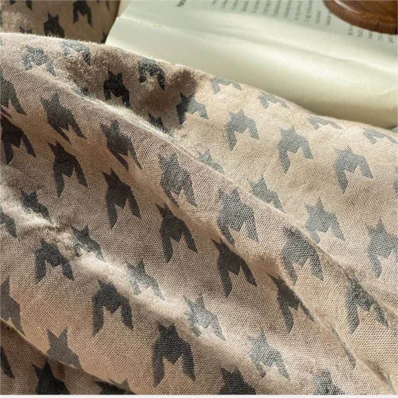 Parure de lit double gaze de coton pied-de-poule (4 pièces)