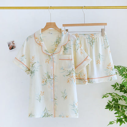 Ensemble de vêtements d'intérieur en pur coton avec revers country