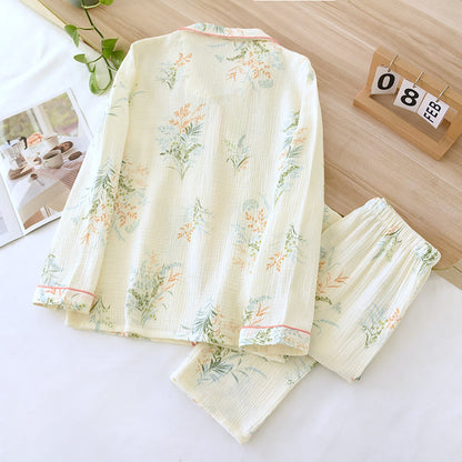 Ensemble de vêtements d'intérieur en pur coton avec revers country