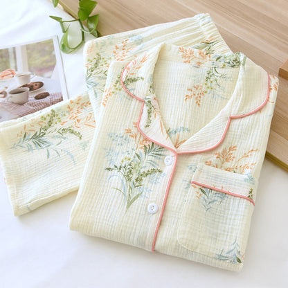 Ensemble de vêtements d'intérieur en pur coton avec revers country
