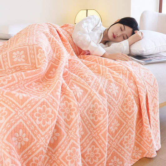 Couverture d'été douce en gaze de coton jacquard